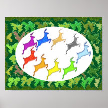 Vert de soutien - cerf commun dans l'art de jungle poster