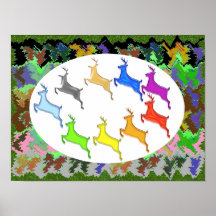 Vert de soutien - cerf commun dans l'art de jungle posters