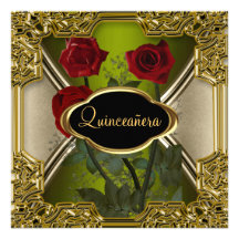 Vert d'or de fête d'anniversaire de Quinceañera Cartons D'invitation Personnalisés