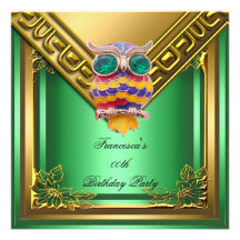 Vert élégant de fête d'anniversaire d'élite d'or d invitations personnalisables