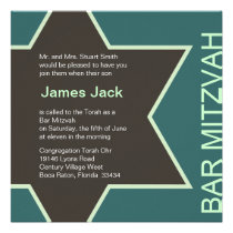 Vert et Brown 2 de Mitzvah de barre d'étoile de Da invitations