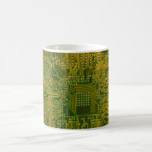 Vert et carte d'ordinateur électronique d'or mugs