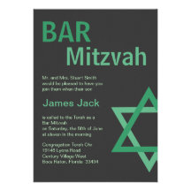 Vert et gris modernes de Mitzvah Invitiation- de b Faire-parts