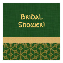Vert et modèle nuptiale vintage de douche d'or invitations