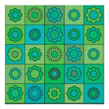 Vert et motif de fleur hippie de turquoise photos