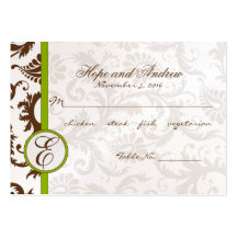 Vert et option de menu de carte d'endroit de damas modèle de carte de visite