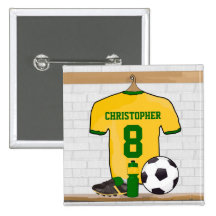 Vert jaune personnalisé de jersey de football badges avec agrafe