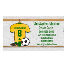 Vert jaune personnalisé de jersey de football modèle de carte de visite