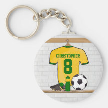 Vert jaune personnalisé de jersey de football porte-clef