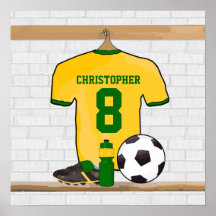 Vert jaune personnalisé de jersey de football affiches