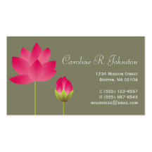 Vert moderne rose rouge de thé de fleur de lotus p cartes de visite professionnelles