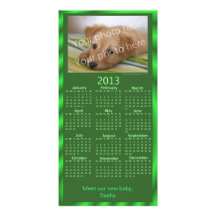 Vert personnalisable de calendrier du carte photo  cartes de vœux avec photo