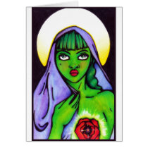 Vert pour le ruban de rose de coeur cartes