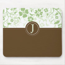 Vert sauge décoré d'un monogramme simple Mousepad tapis de souris