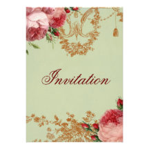Vert sauge élégant de Blenheim Rose Cartons D'invitation