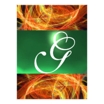 Vert vert de PHOTON de jaune FOU de MONOGRAMME Invitations Personnalisées