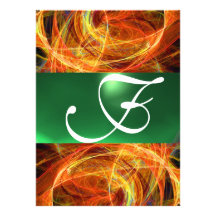Vert vert de PHOTON de jaune FOU de MONOGRAMME Cartons D'invitation