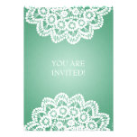 Vert vintage de menthe de dentelle de douche nupti faire-part