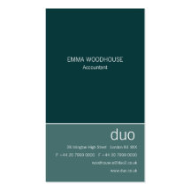 Verticale Teal de duo Cartes De Visite Personnelles