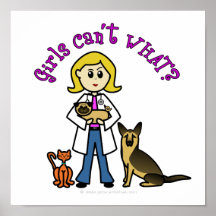 Vétérinaire féminin blond affiche