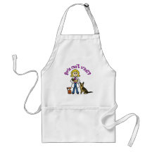 Vétérinaire féminin blond tablier