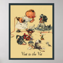 Vétérinaire vintage - visite au vétérinaire affiche
