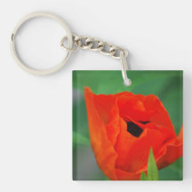 Vibrant Orange Poppy Acrylic Key Chain