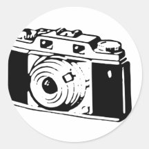 Vieil appareil-photo autocollant rond