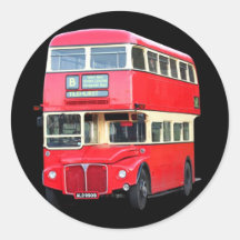 Vieil autobus rouge de Londres du vers 1950 Adhésifs Ronds