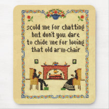 Vieil échantillonneur vintage Mousepad de fauteuil Tapis De Souris