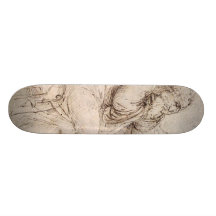 Vieil homme avec des études de l'eau planches à roulettes