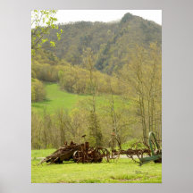Vieille affiche de tracteur de charrue de la Virgi