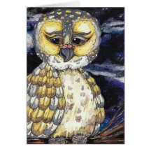 Vieille carte de voeux sage de hibou