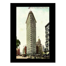 Vieille carte postale, New York City, bâtiment pla