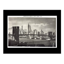 Vieille carte postale, pont de New York City, Broo
