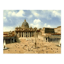 Vieille carte postale, Rome, St Peter et Vatican