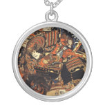 Vieille peinture japonaise des samouraïs combattan colliers personnalisés
