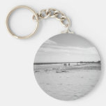 Vieille plage noire et blanche de verger porte-clé