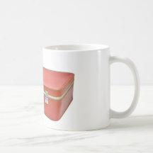 Vieille valise rouge mugs à café