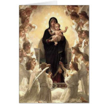 Vierge avec des anges - carte de Noël