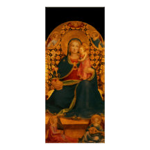 VIERGE AVEC l'ENFANT ET ANGES, or bleu métallique Bristol
