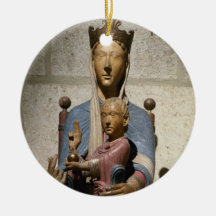 Vierge et enfant, (bois polychrome) ornements de noël