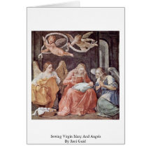 Vierge Marie de couture et anges par Reni Guido Carte De Vœux