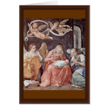 Vierge Marie de couture et anges par Reni Guido Carte De Vœux