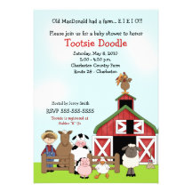 Vieux baby shower de basse-cour de ferme de MacDon Faire-parts