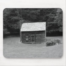 Vieux cabine de rondin Mousepad Tapis De Souris