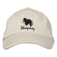 Vieux chien de berger anglais griffonné chapeau brodé
