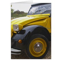 Vieux cv noir et jaune de Citroen 2CV 2, Carte De Vœux