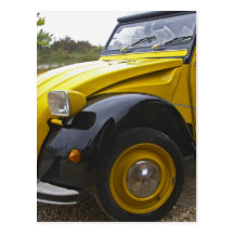 Vieux cv noir et jaune de Citroen 2CV 2, Cartes Postales