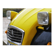 Vieux cv noir et jaune de Citroen 2CV 2, détail Cartes Postales